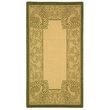 Safavieh 4 Ft. X 5 Ft. -7 In. Small Rectangle Indoor-Outdoor Courtyard- Natural And Olive- Machine Made Rug CY2965-1E01-4